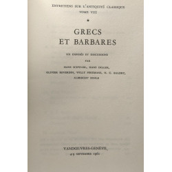 Grecs et barbares - entretiens sur l'antiquité classique TOME VIII