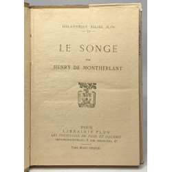 Le songe - Bibliothèque reliée Plon 72