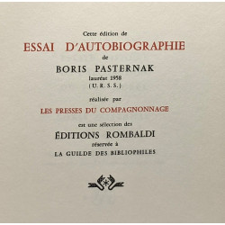 Essai d'autobiographie - collection Prix Nobel de littérature