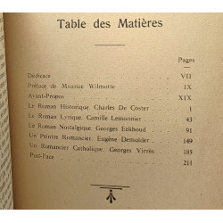 Le Roman Belge contemporain - Charles de Coster Camille Lemonnier...