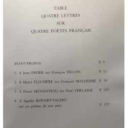 Quatre lettres sur quatre poètes français