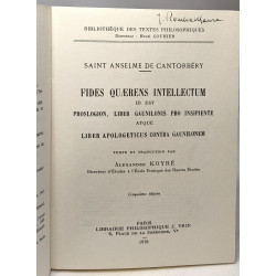 Saint Anselme de Cantorbéry. Fides quaerens intellectum id est...