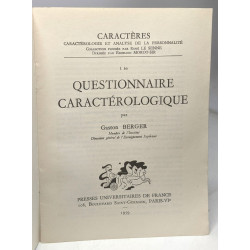 Questionnaire caractérologique pour l'analyse d'un caractère...