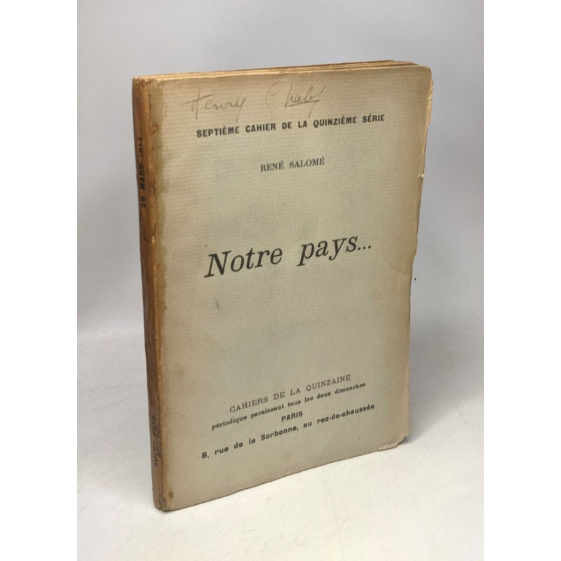 Notre pays... / 7e cahier de la 15e série