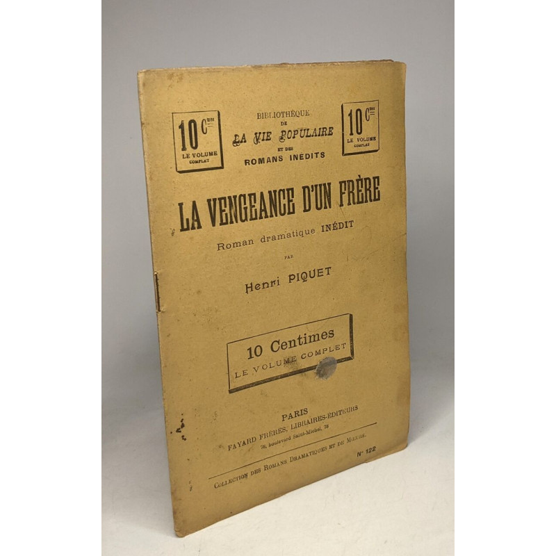 La vengeance d'un frère roman dramatique indédit - Bibliothèque de...