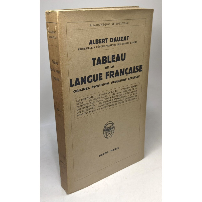 Tableau de la Langue Francaise: Origines Evolution Structure Actuelle