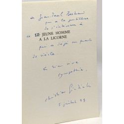 Le jeune homme à la licorne - avec hommage de l'auteur