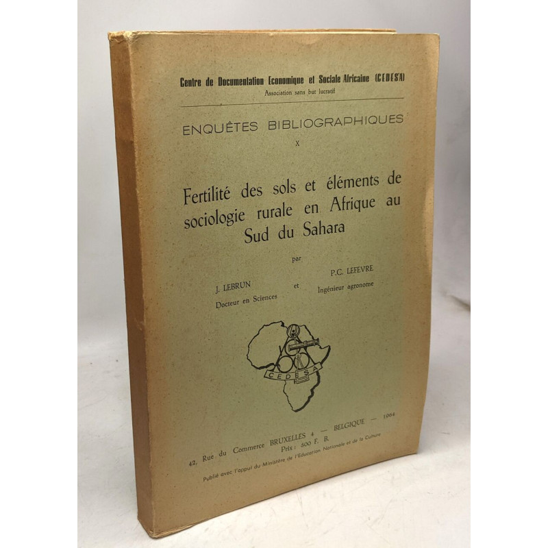 Fertilité des sols et éléments de sociologie rurale en Afrique au...