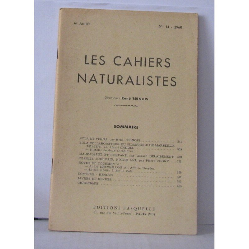 Les cahiers naturalistes année 1960 N° 14
