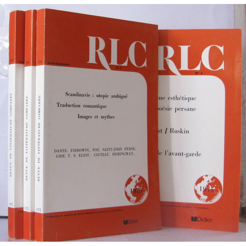 Revue de la littérature comparée Année 1975 Numéros 1 à 4