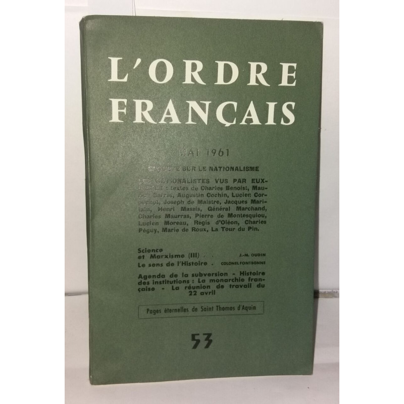 L'ordre français - N°53 - Mais 1961