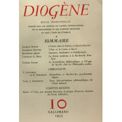 Diogène revue trimestrielle N°1-4-6-7-8-9-10-11-12 numéros de 1952...