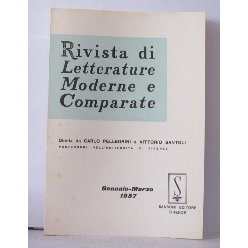 Rivista di letterature moderne e comparate Anno X N° 1