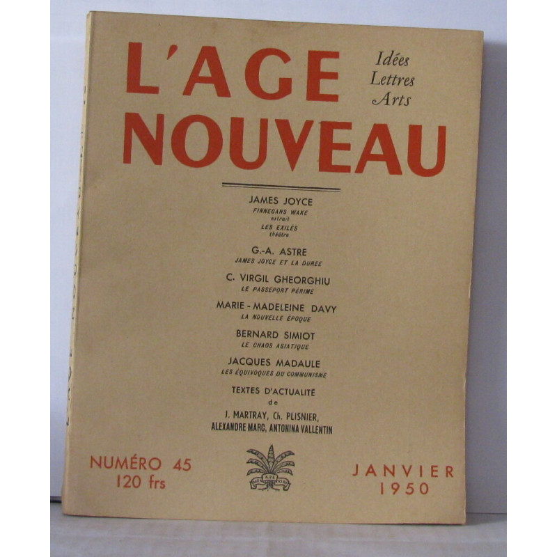 L'âge nouveau Idées Lettres Arts Numéro 46