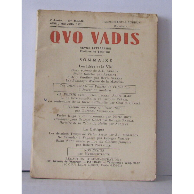 Quo vadis N° 44-45-46