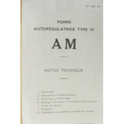 Pompe autorégulatrice type IV AM - notice technique (alimentation...