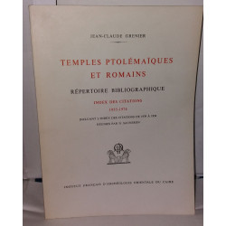 TEMPLES PTOLEMAIQUES ET ROMAINS Repertoire Bibliographique index...