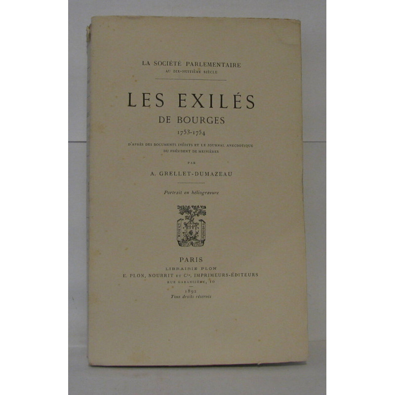 Les éxilés de Bourges 1753-1754