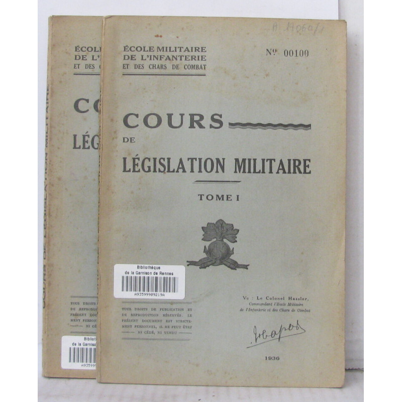 Cours de législation militaire