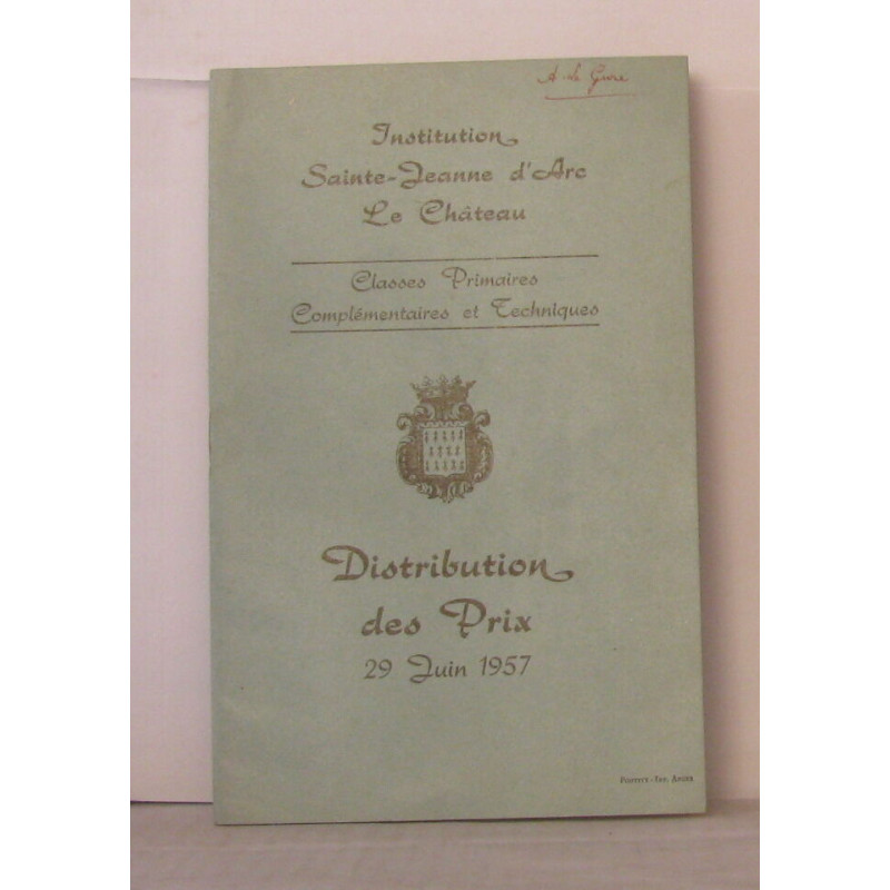Distribution des prix 29 Juin 1957 - classes primaires...