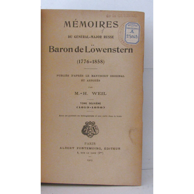 Mémoires du Général-Major Russe Baron de Lowenstern tome 2