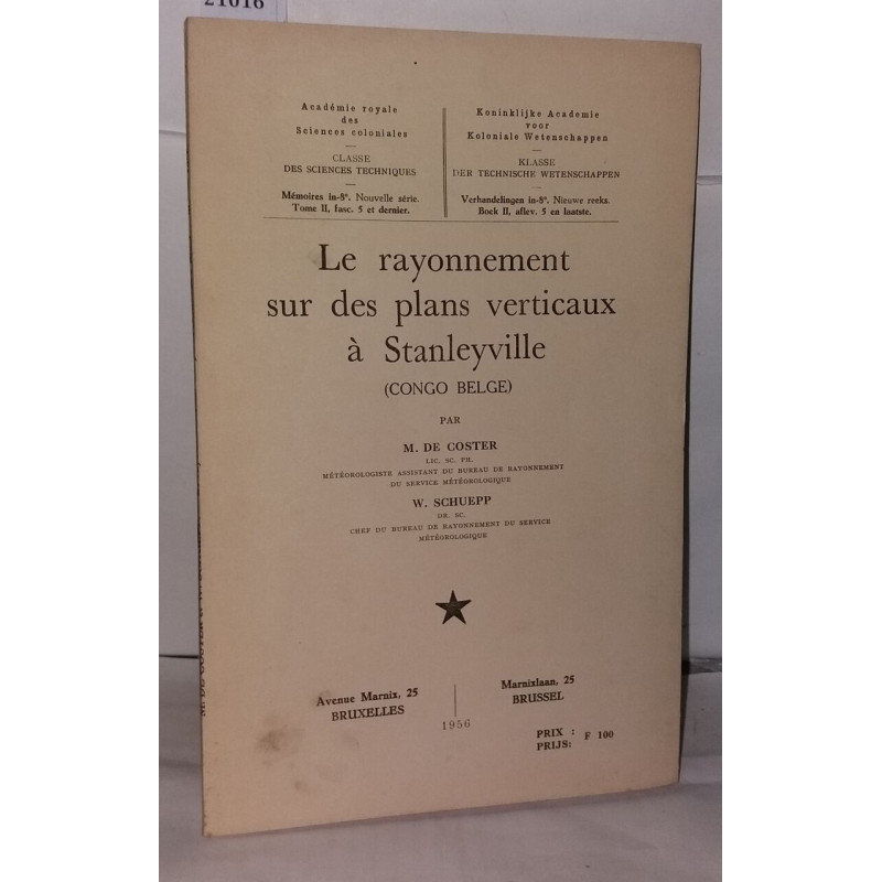 Le rayonnement sur des plans verticaux à Stanleyville (Congo Belge)