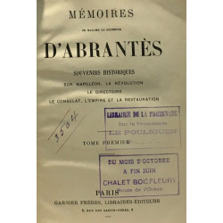 Mémoires de la Duchesse d'Abrantès souvenirs historiques sur...