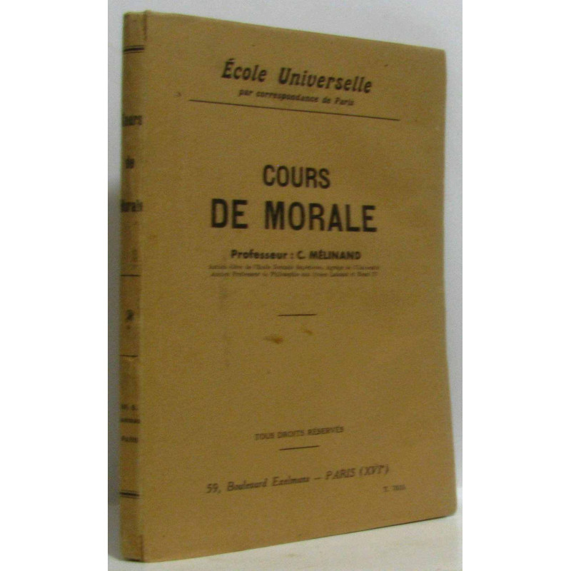 Cours de morale - école universelle par correspondance de Paris