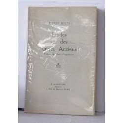 Études sur des Livres Anciens. Préface de P. Chaponnière