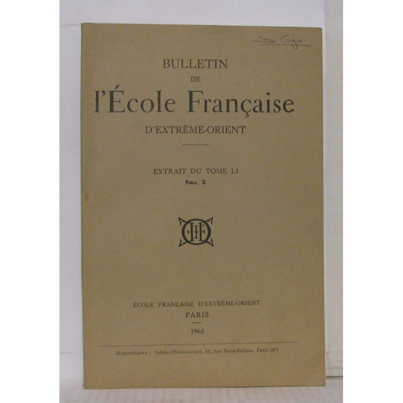 Bulletin de l'école Française d'extrème-orient - Extrait du tome...