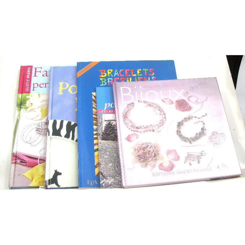 (lot de 5 livres ) Fantaisies de perles et broderies - porcelaine...