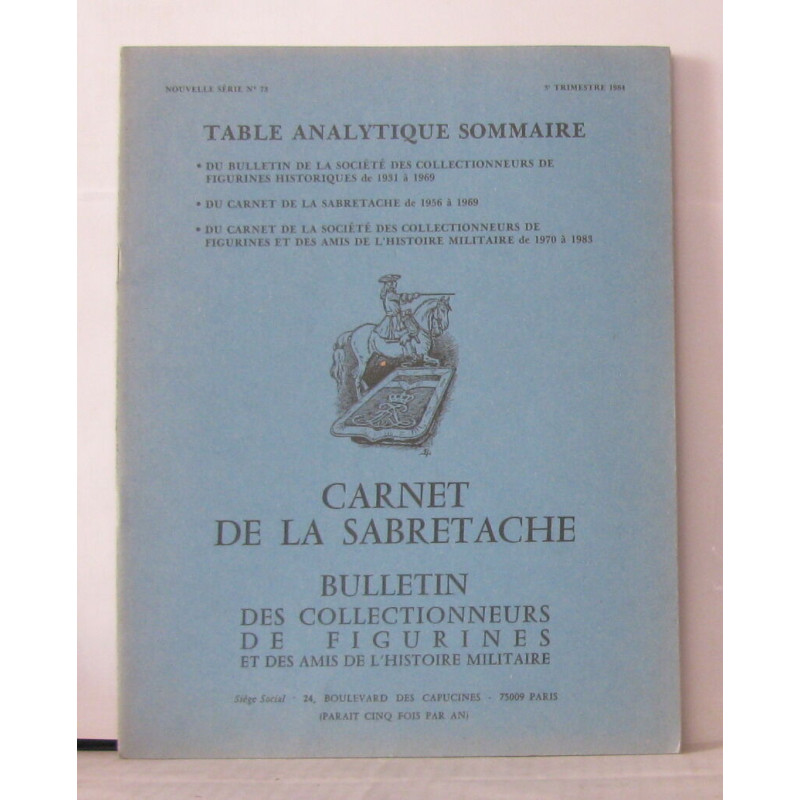 Carnet de la sabretache bulletin des collectionneurs de figurines...