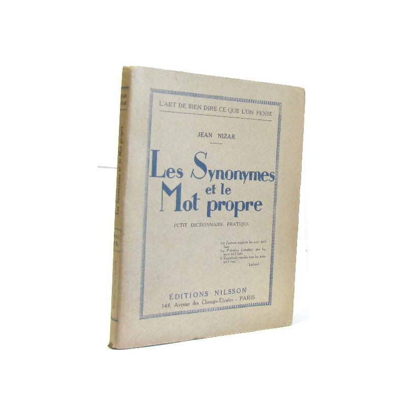 Les synonymes et le mot propre