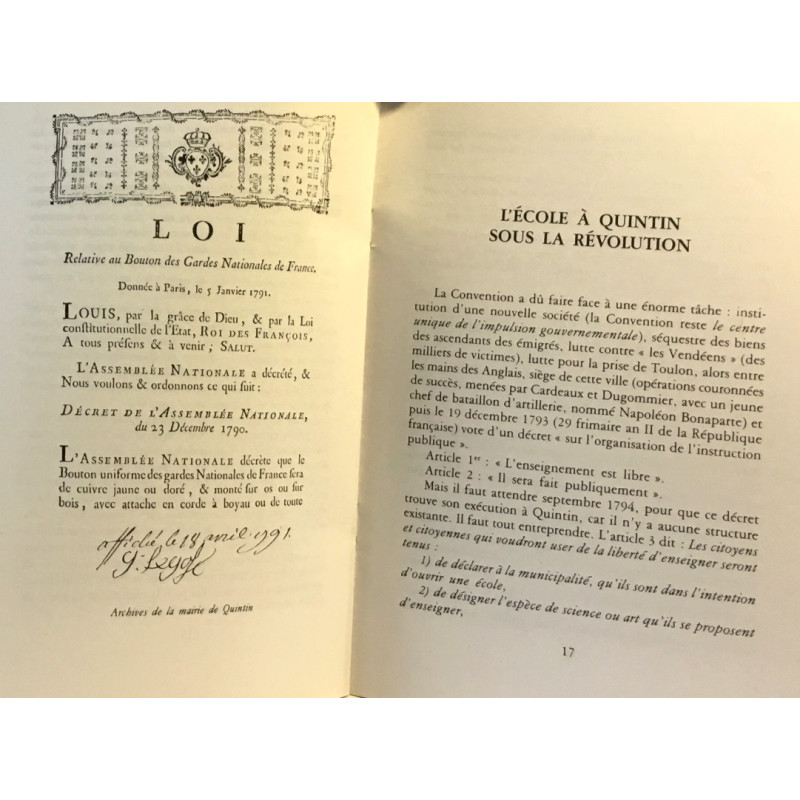 Aperçus de la vie de Quintin sous la révolution