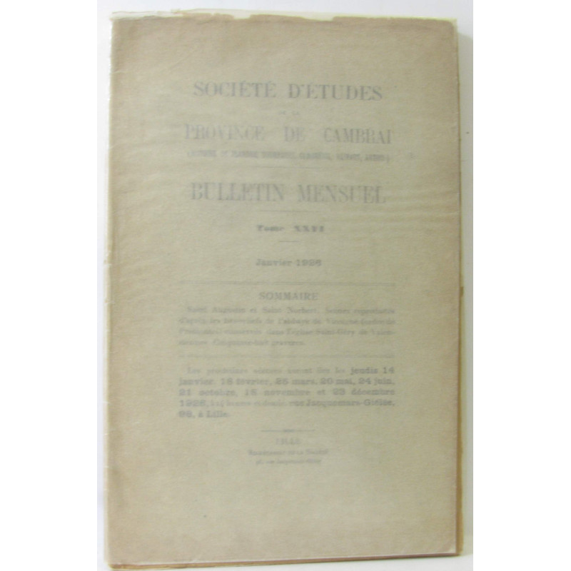 Bulletin Tome XXVI 1926 Société d'études de la province de Cambrai...