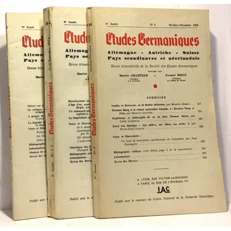 Etudes germaniques 9e année N°1, 2-3, 4 / 33, 34-35, 36