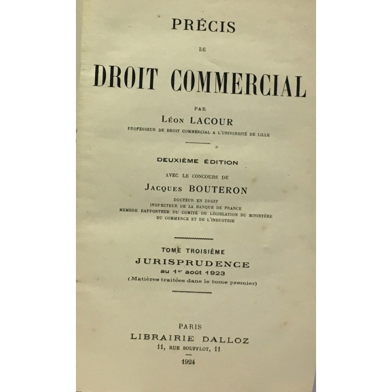 précis de droit commercial - 2e édition