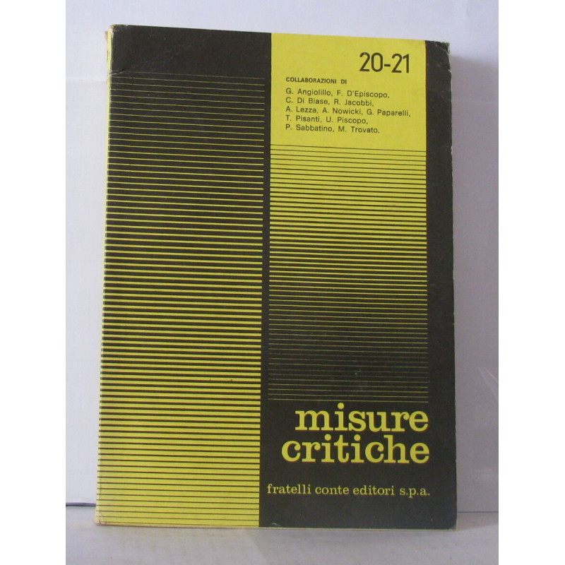 Misure critiche Numero 20-21 rivista trimestrale di letteratura e...
