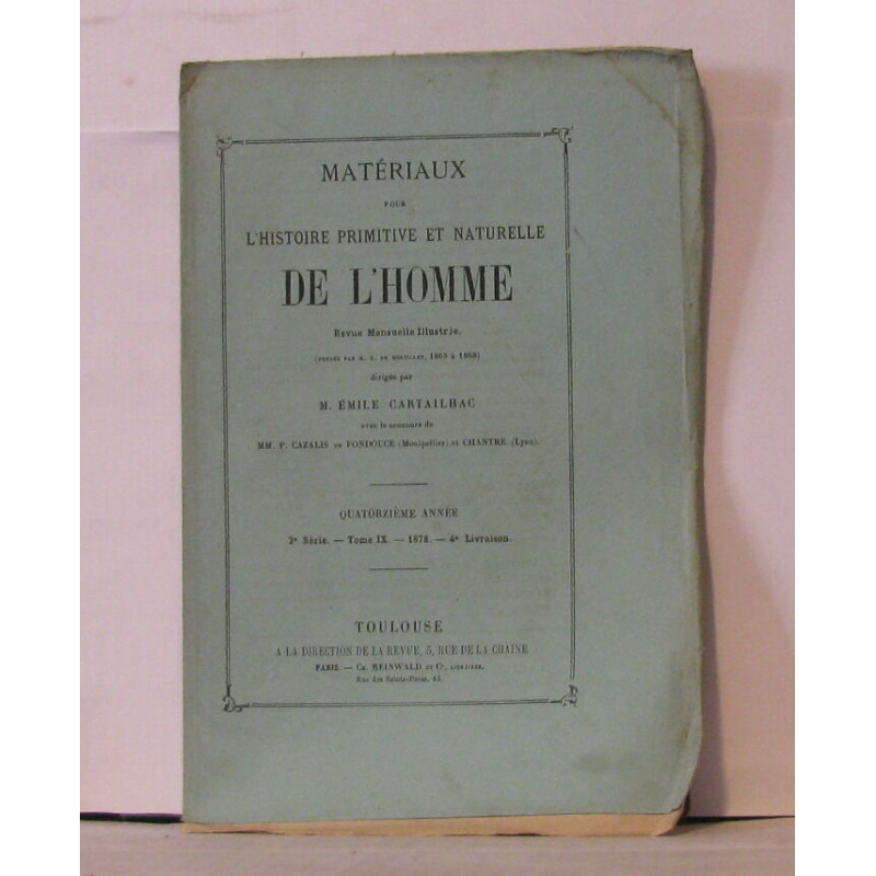 Matériaux pour l'histoire primitive et naturelle de l'homme revue...