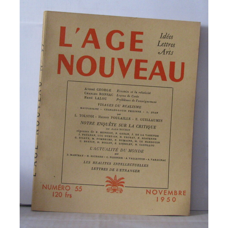 L'âge nouveau Idées Lettres Arts Numéro 56