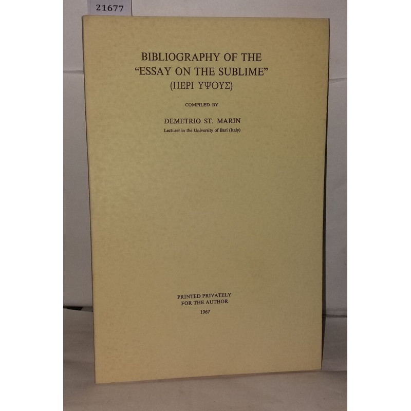 Bibliography of the "essay on the sublime" compiled by Demetrio...