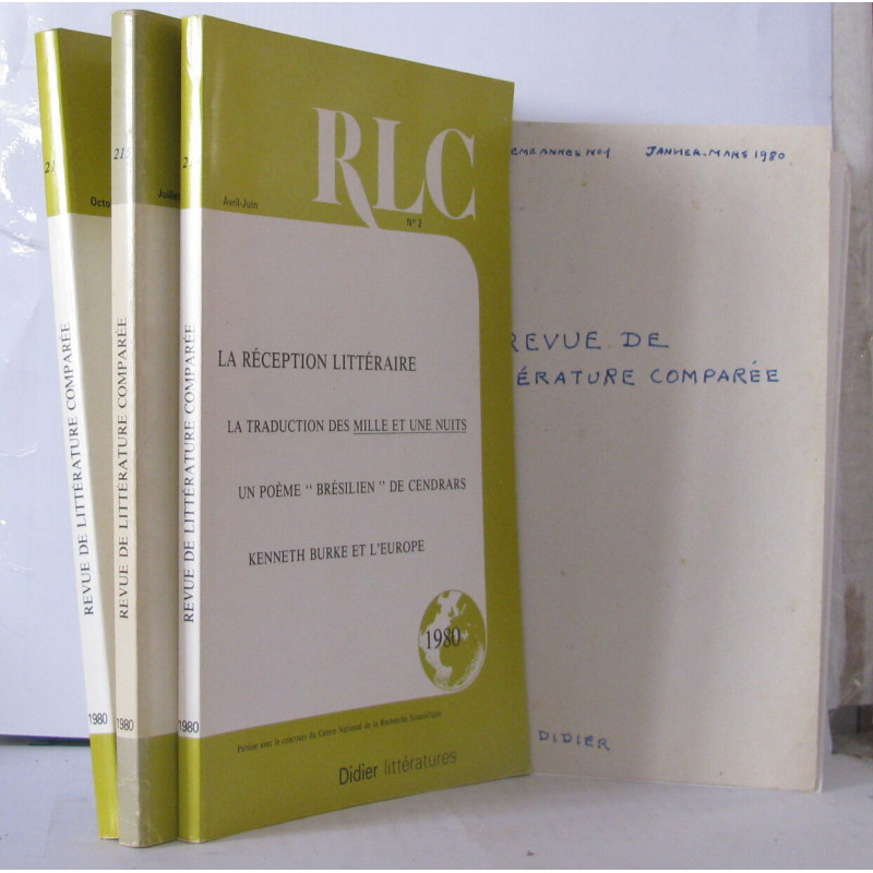 Revue de la littérature comparée Année 1980 Numéros 1 à 4