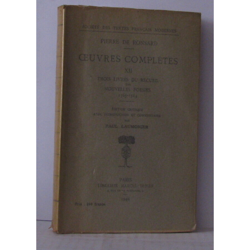 Oeuvres completes Tome XII - Edition critique avec introduction et...