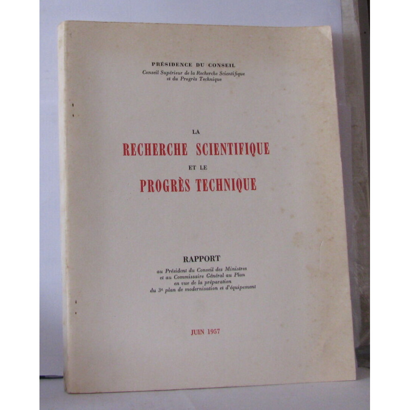 La recherche scientifique et le progrès technique Rapport au...