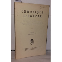 Chronique d'Égypte N°84 Bulletin périodique de la fondation...