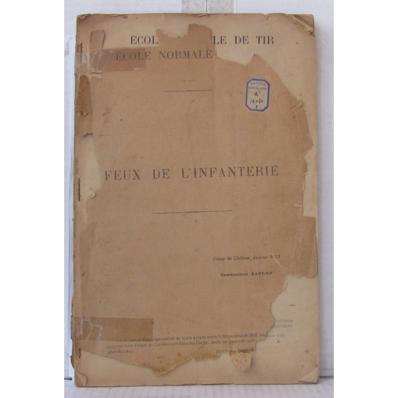 Ecole normale de tir - feux de l'infanterie