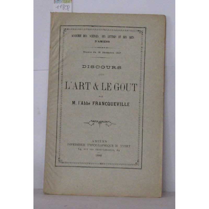 Discours sur l'art et le gout