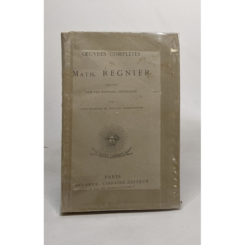 Oeuvres de Math. Regnier - revues sur les éditions originales avec...
