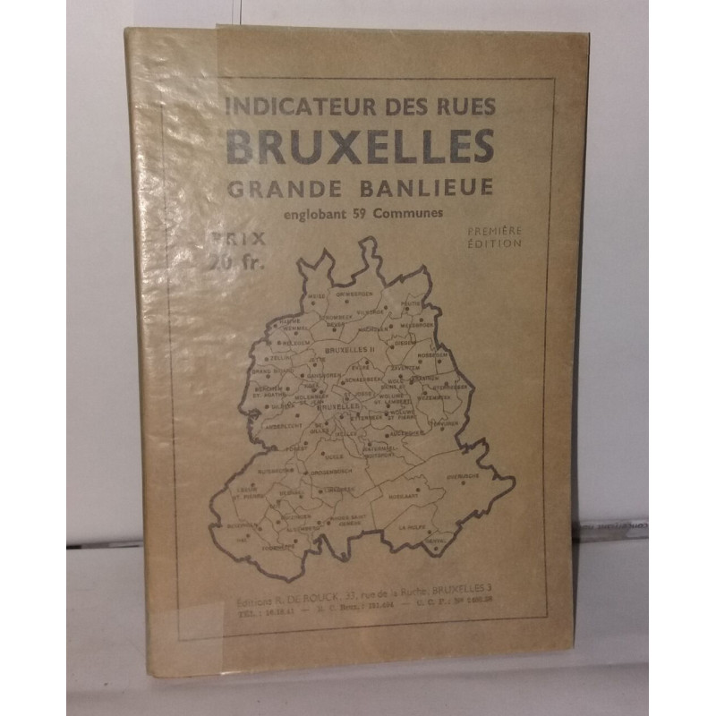Indicateurs des rues Bruxelles grande banlieue englobant 59 Communes