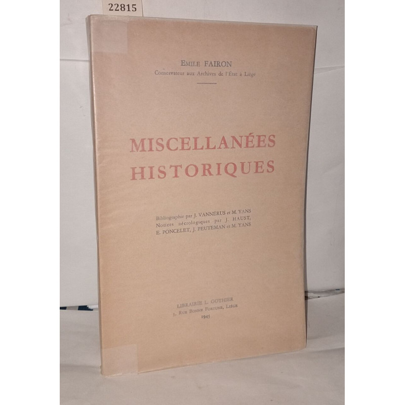 Miscellanées historiques